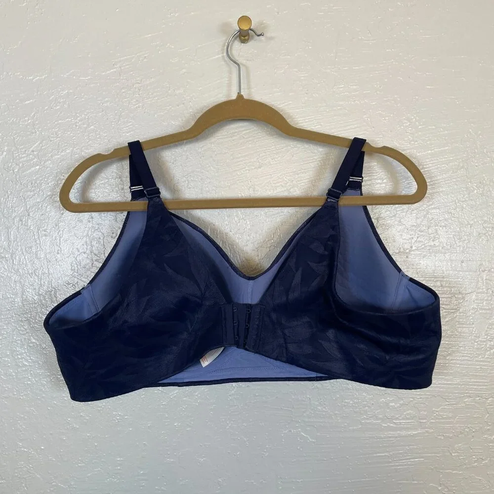 Cacique Women Plus Size 42C Blue Lace Lightly Lined No Wire Bra Full Coverage